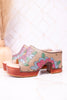 Hand Painted Floral Leather Platform Sandals