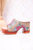 Hand Painted Floral Leather Platform Sandals
