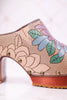 Hand Painted Floral Leather Platform Sandals