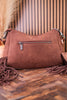 Coffee Brown Faux Leather Wrangler Belt Buckle Fringe Purse