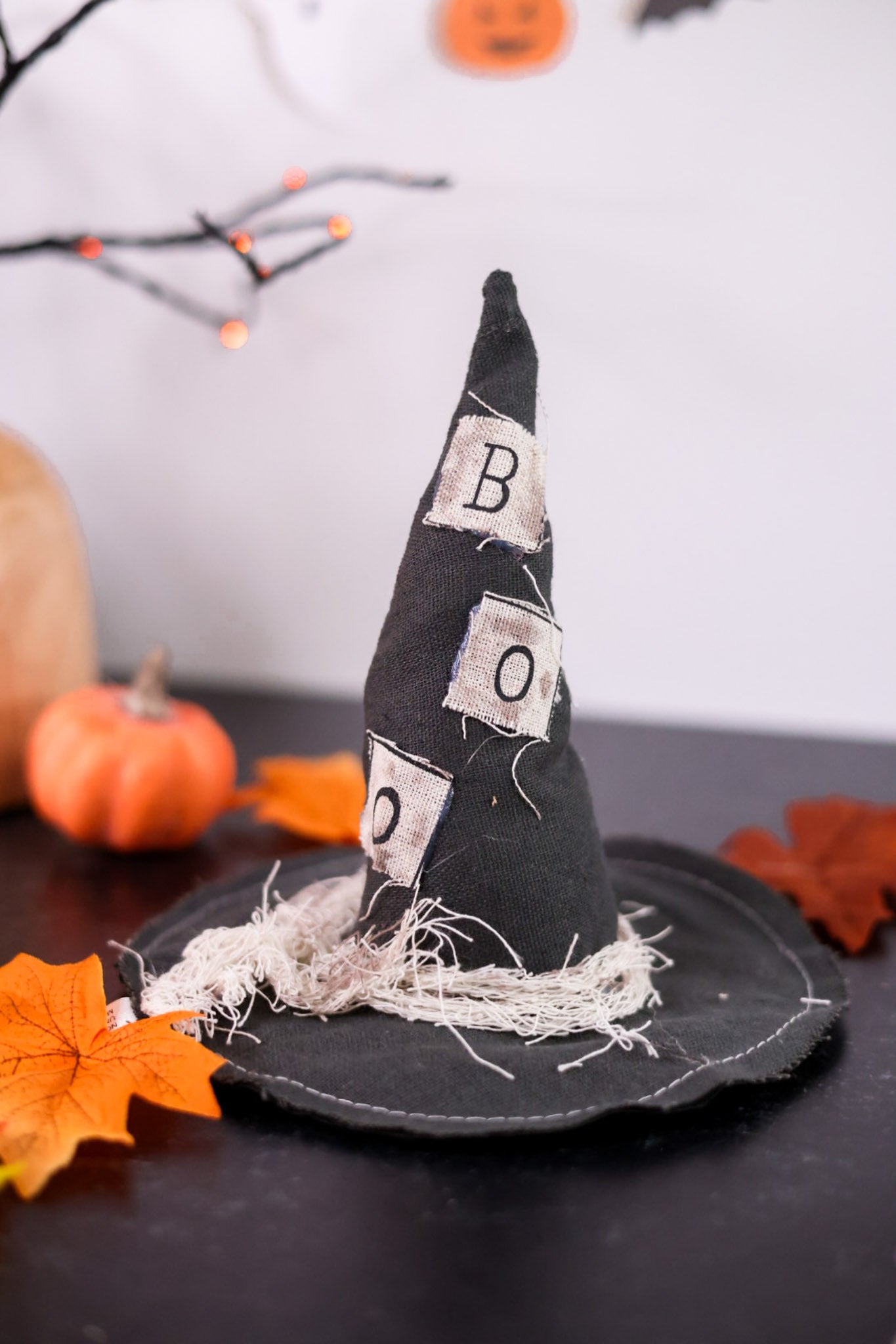 Rustic Fabric Halloween Witch Decorative Hats (Three Styles)