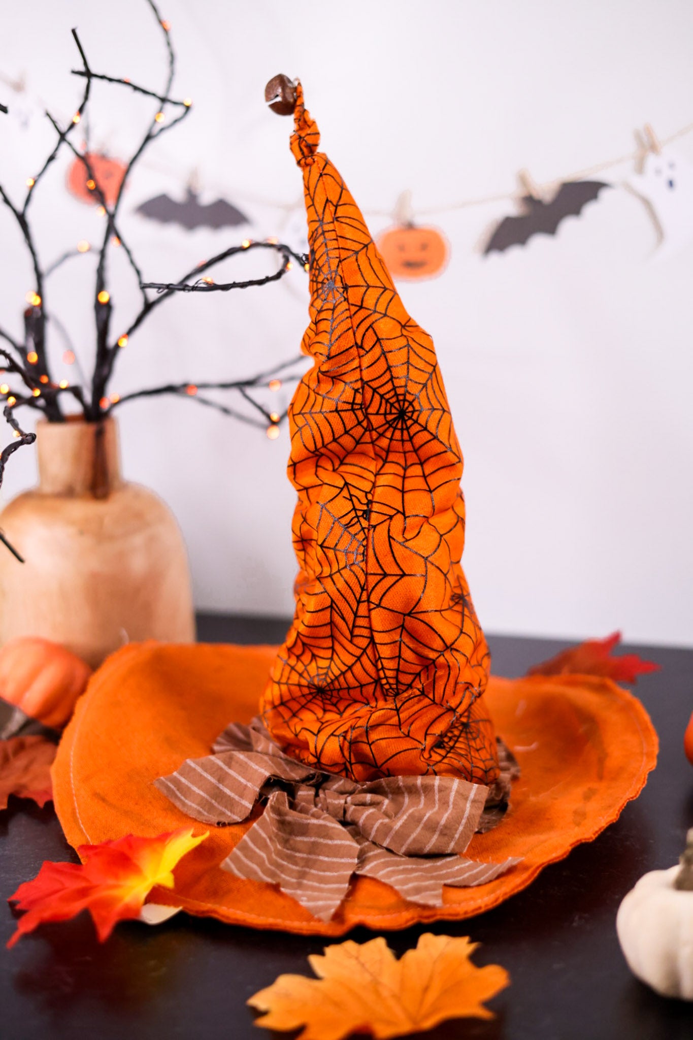 Large Fabric Rustic Halloween Decorative Witch Hats (Three Styles)