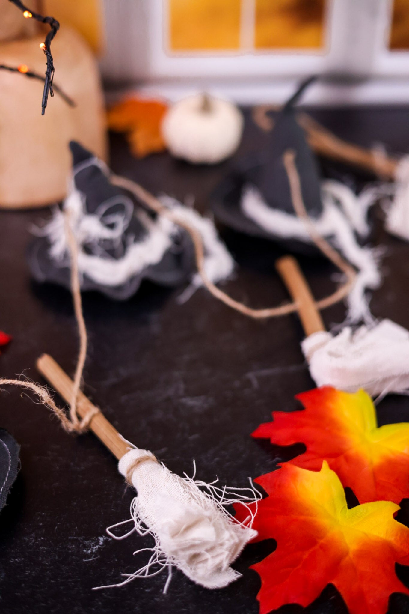 Fabric Rustic Witch Hat And Broom Garland