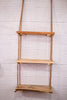 3-Tiered Wood & Rope Wall Shelf