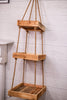 Hanging Three Tiered Wood With Rope