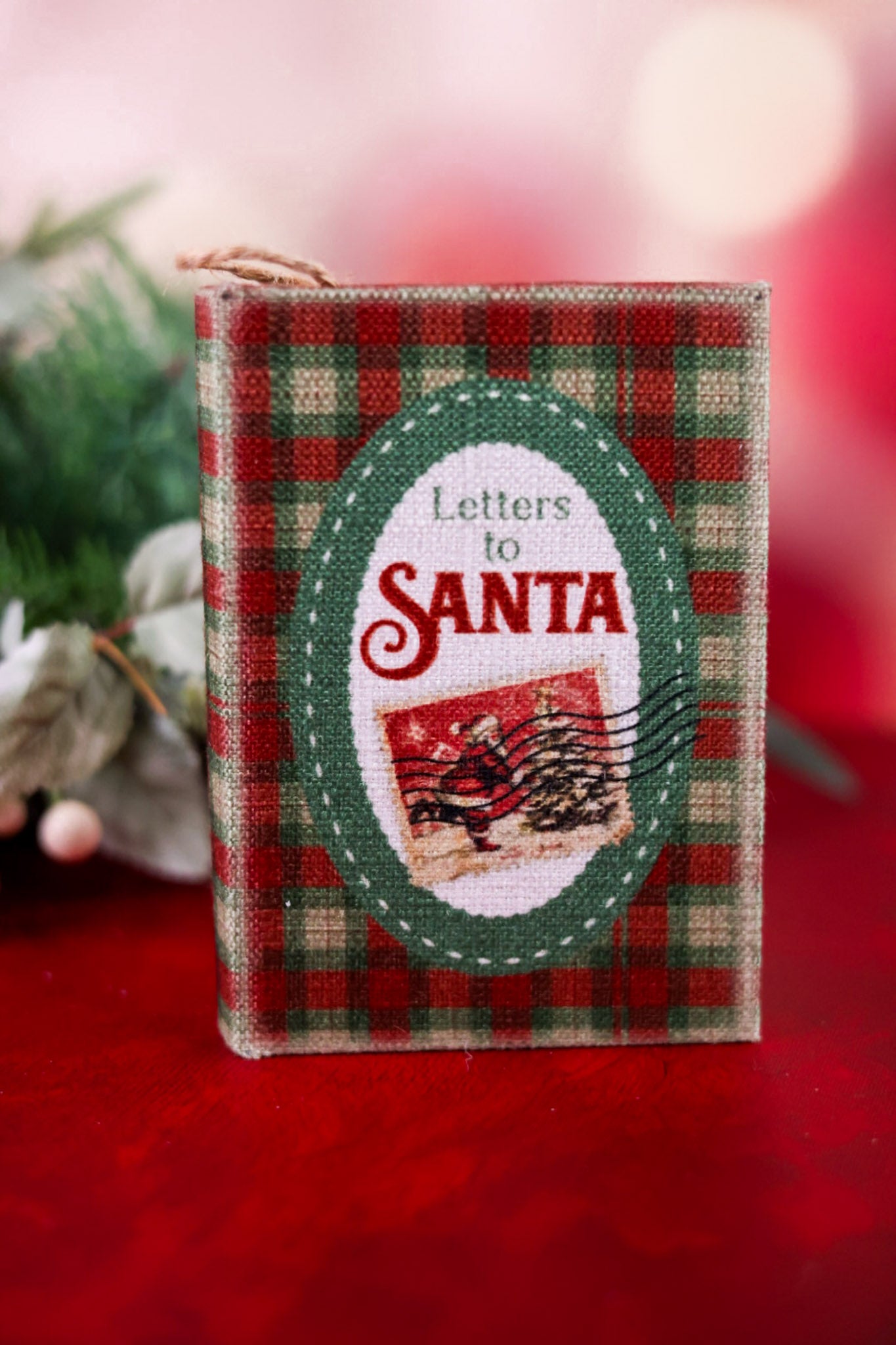 Linen Christmas Book Ornaments (Three Styles)