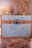 Slate Blue Vegan Leather Large Tote With Wrangler Belt Buckle