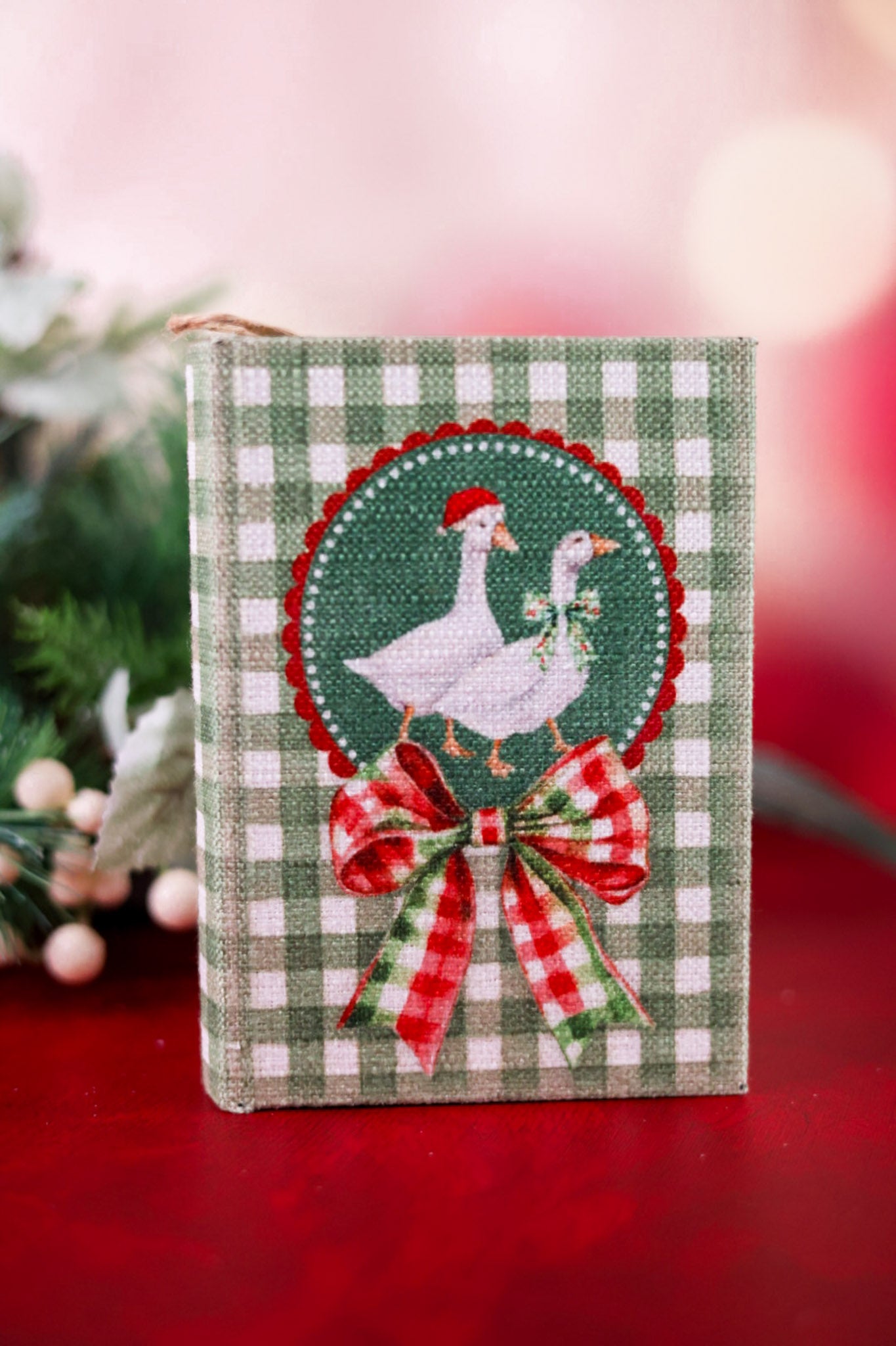 Linen Christmas Book Ornaments (Three Styles)