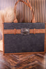 Large Black Vegan Leather Tote With Wrangler Belt Buckle
