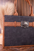 Large Black Vegan Leather Tote With Wrangler Belt Buckle