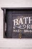 Engraved Wood Bathroom Shelf W/ Hooks