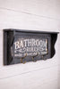 Engraved Wood Bathroom Shelf W/ Hooks