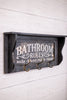 Engraved Wood Bathroom Shelf W/ Hooks
