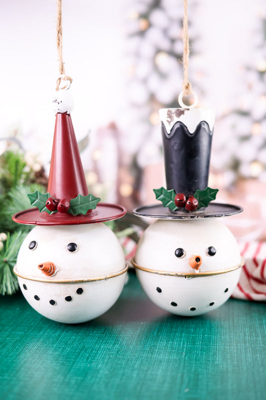 Metal Snowman Head Bell Hanging Figure (Two Colors)