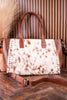 Western Belle Leather & Hairon Hide Bag In Chestnut
