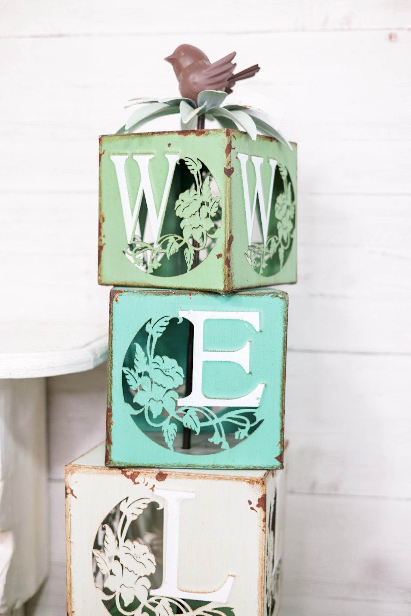 Welcome Tiered Block Stand