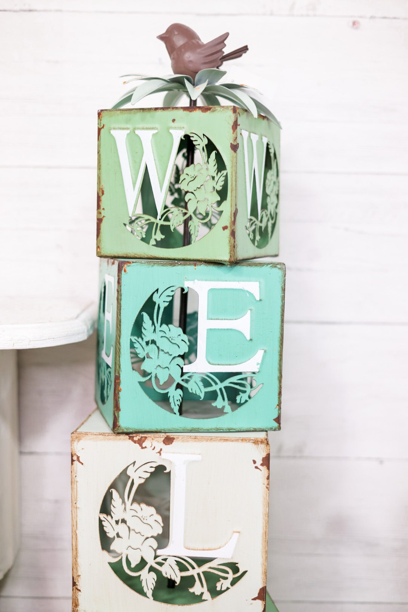 Welcome Tiered Block Stand