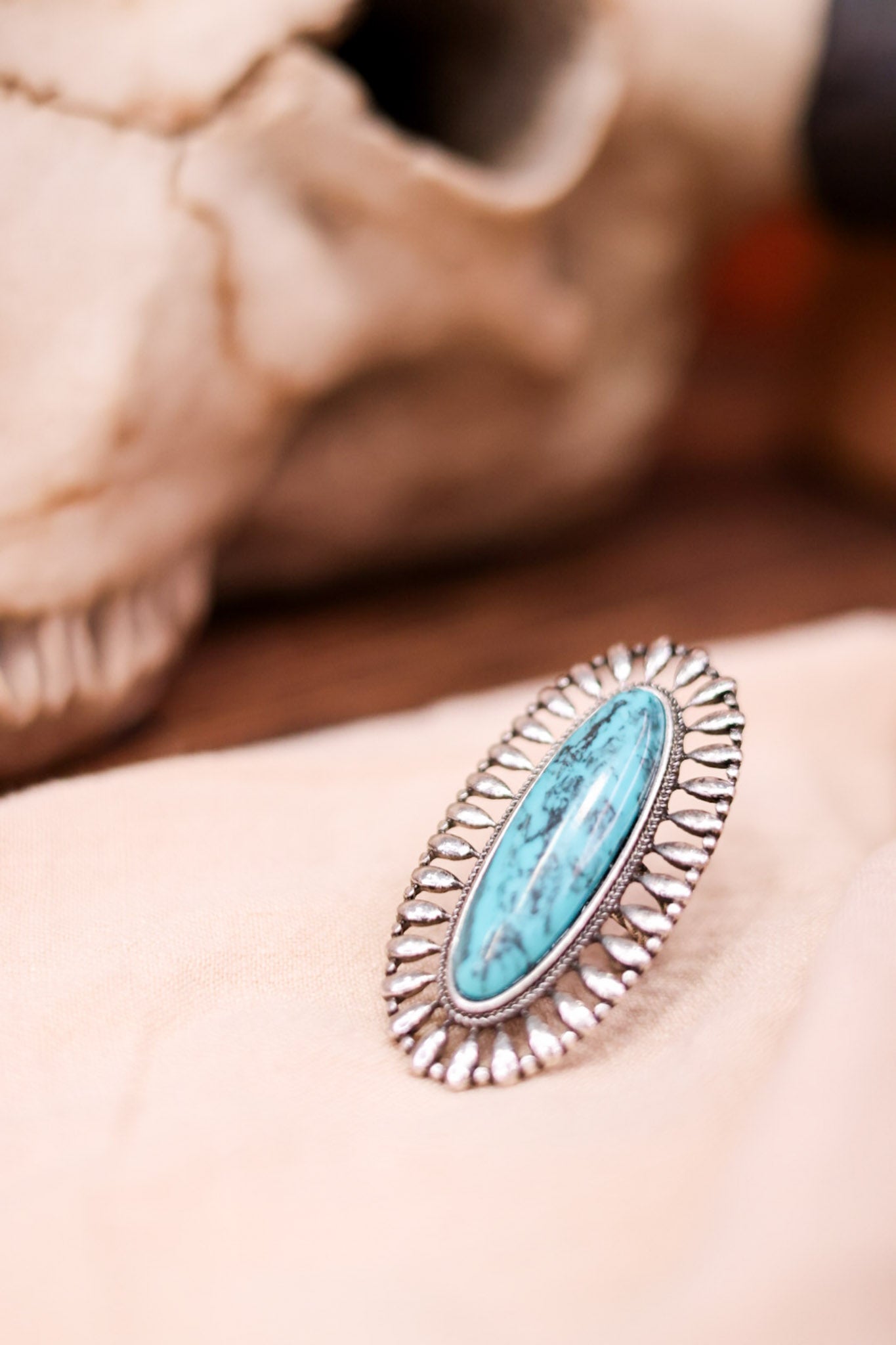 Oversized Turquoise Oval Stone Western Ring