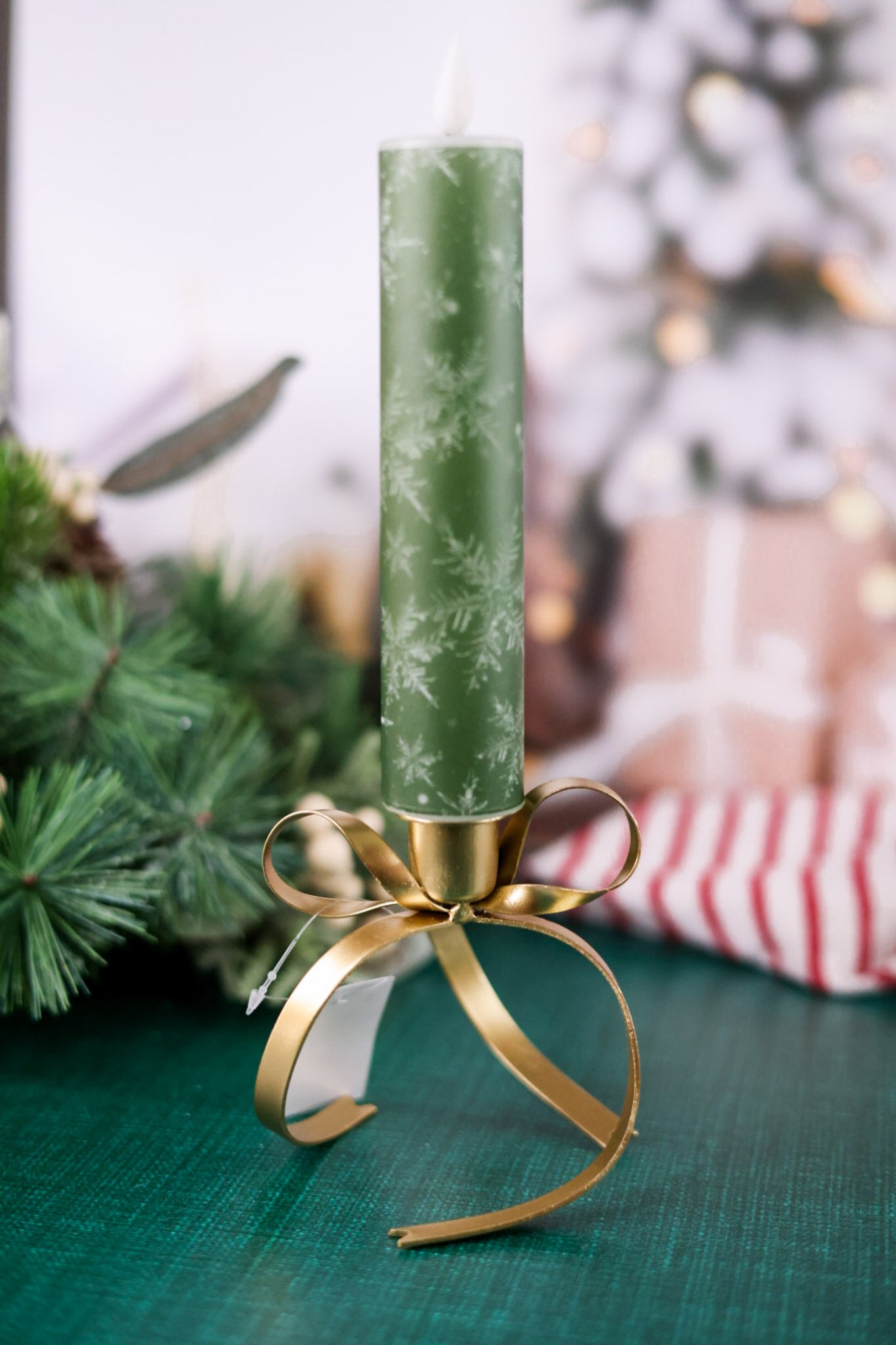 Silver & Gold Metal Bow Taper Candle Holders (Two Colors)