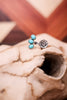 Blue Natural Stone Adjustable Ring with Flower Accent