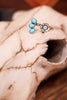 Blue Natural Stone Adjustable Ring with Flower Accent