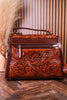 Savannah Scroll Embossed Dark Brown Leather Sling Bag