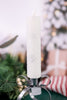 8" Frosted Snowflake White LED Taper Candle