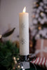 8" Frosted Snowflake White LED Taper Candle