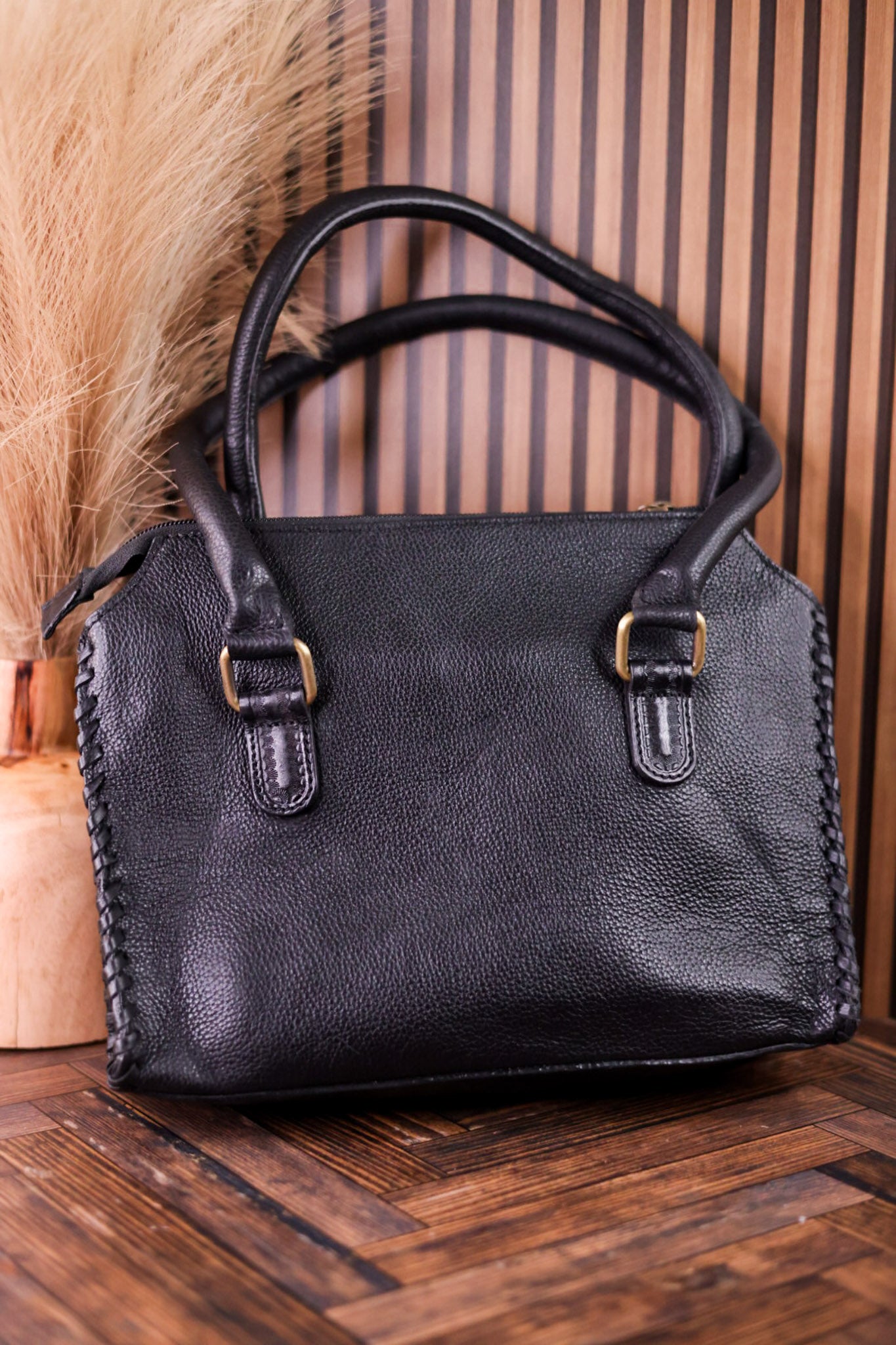 Midnight Grace Onyx Hand Tooled Leather Purse