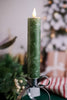 8" Green Snowflake LED Taper Candle