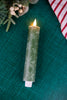 8" Green Snowflake LED Taper Candle