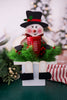 Wooden Snowman Solar Decorative Sitter