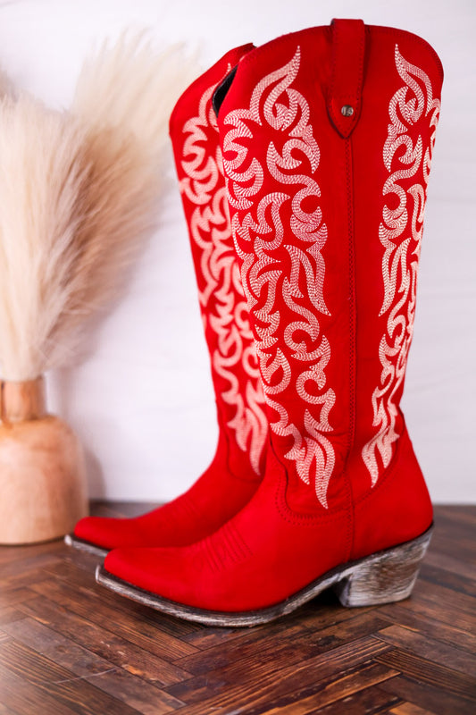 Liberty Black Aretha Red Wide Calf Boots