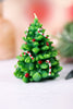 Christmas Tree With Candy Cane & Holly Wax Candles (Set Of Two)