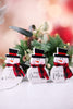 Wooden Snowman Figurine W/ Fabric Scarf (3 Styles)