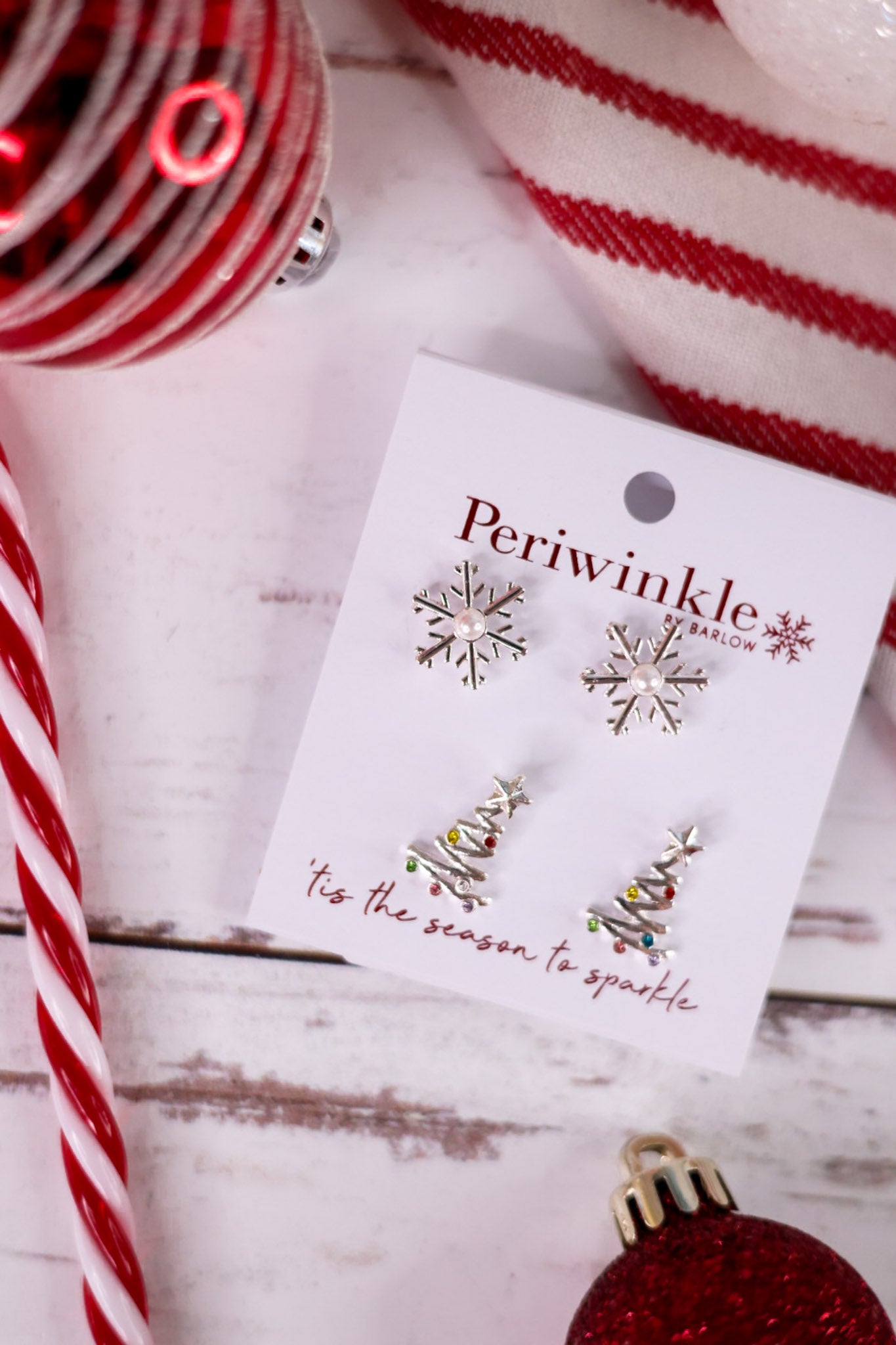 Set of 2 Snowflake & Colorful Christmas Tree Earrings