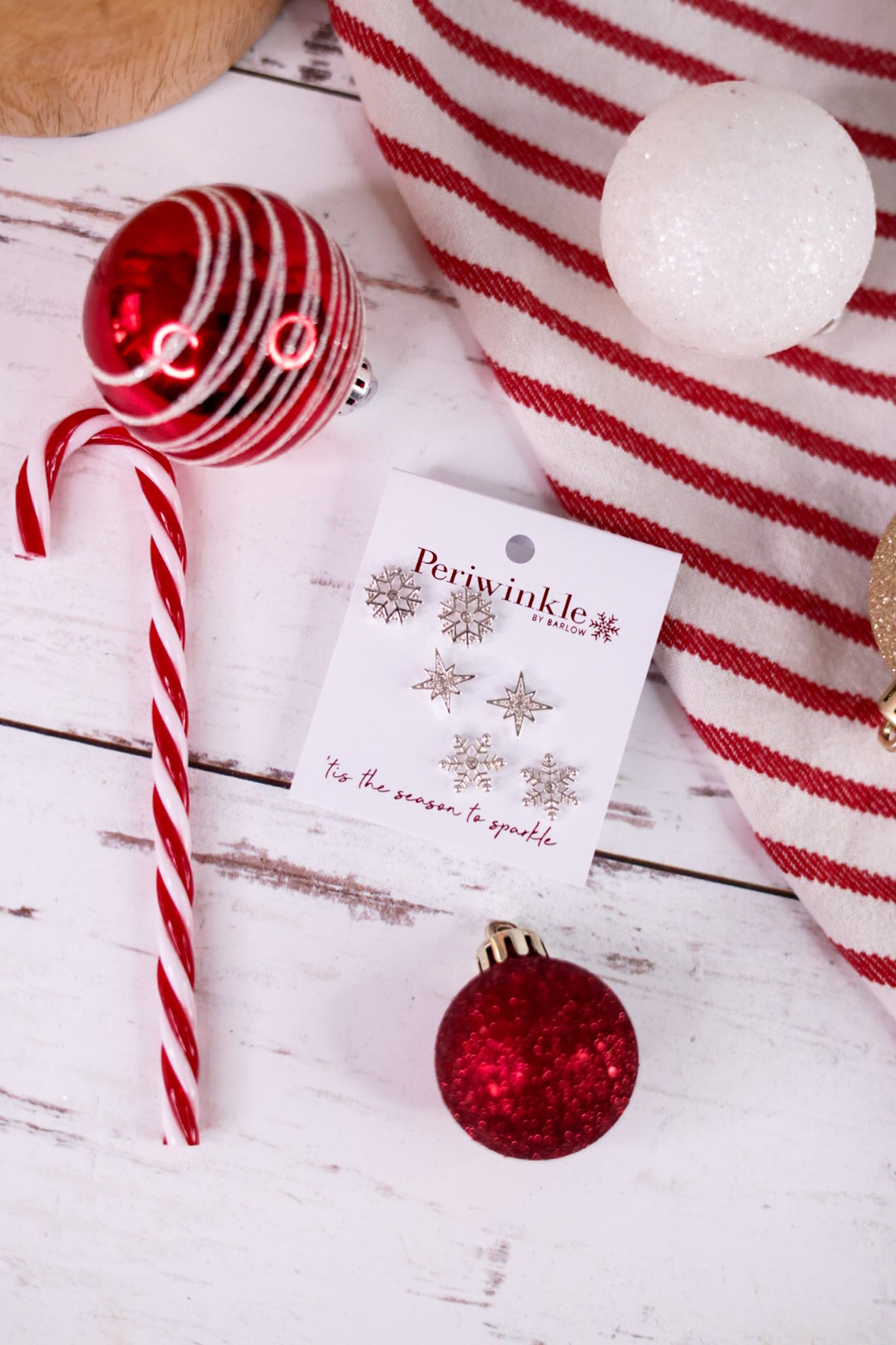 Set Of 3 Silver Snowflake Earrings