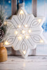 Metal White & Silver LED Snowflake Sign