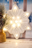 Metal White & Silver LED Snowflake Sign