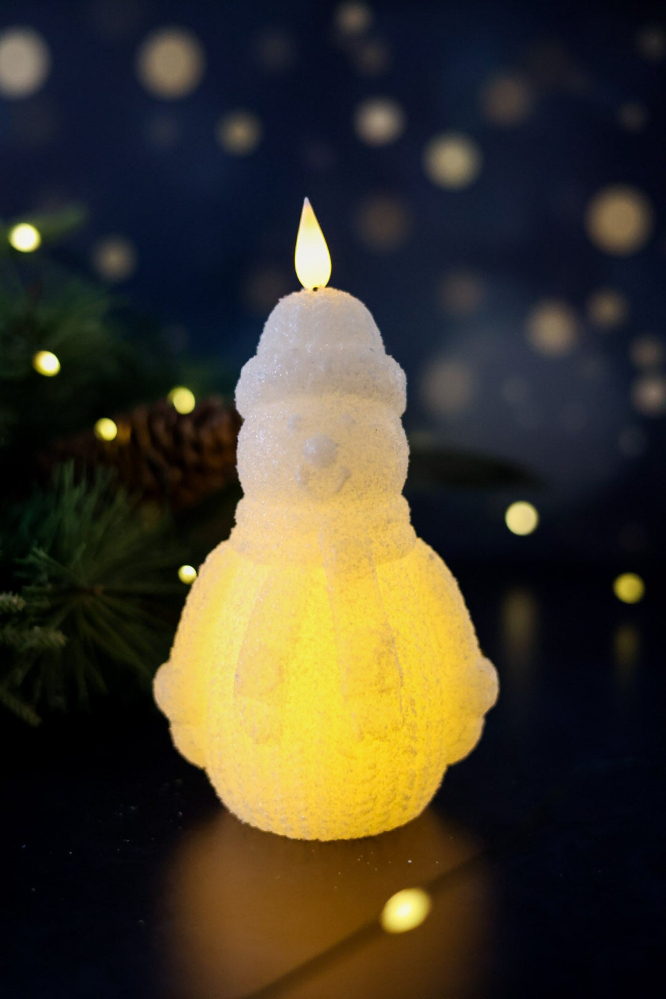 Sparkly Snowman 6" LED Candle