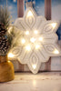 Metal White & Silver LED Snowflake Sign