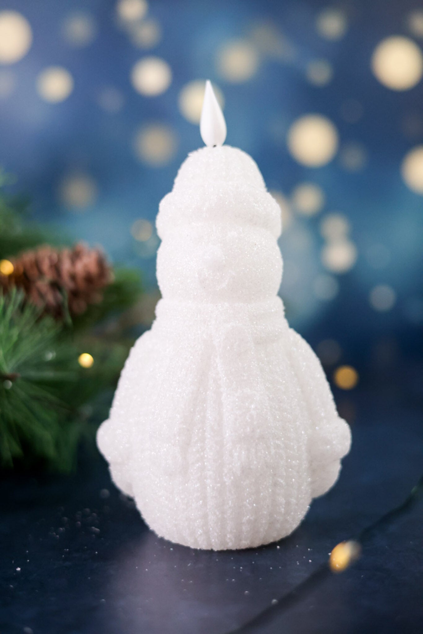 Sparkly Snowman 6" LED Candle