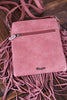 Wrangler Pink Leather Fringe Denim Crossbody Bag