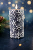 Vintage Blue 6" Snowflake LED Pillar Candle