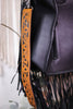Cowhide and Turquoise Tote Bag with Hand Tooled Leather
