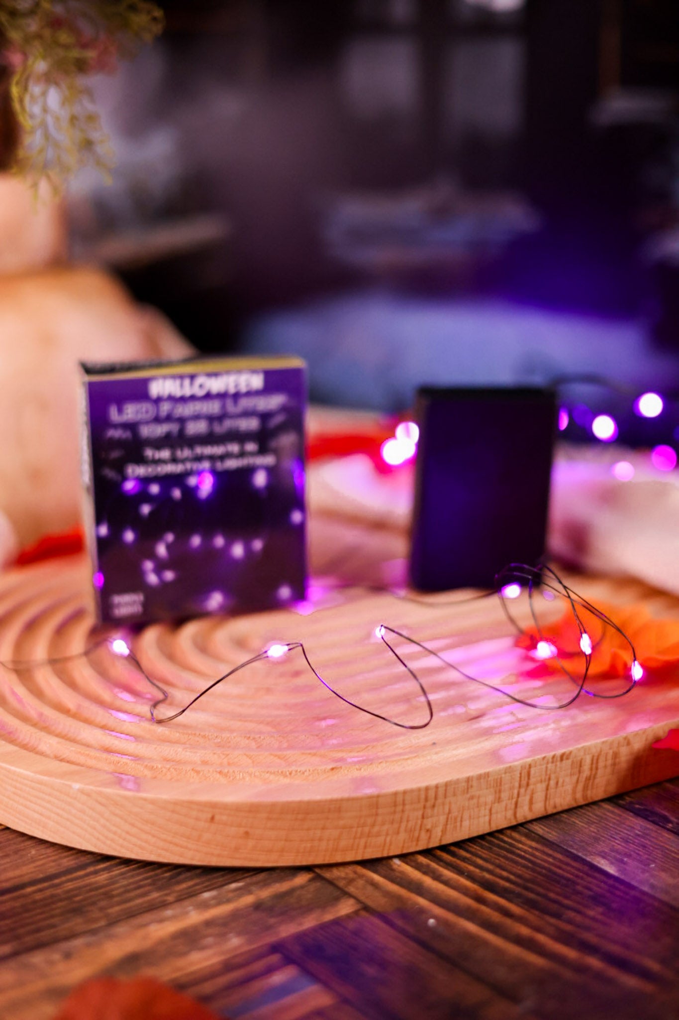 Battery Operated 25L Purple Fairy LED Black Wire Light Set