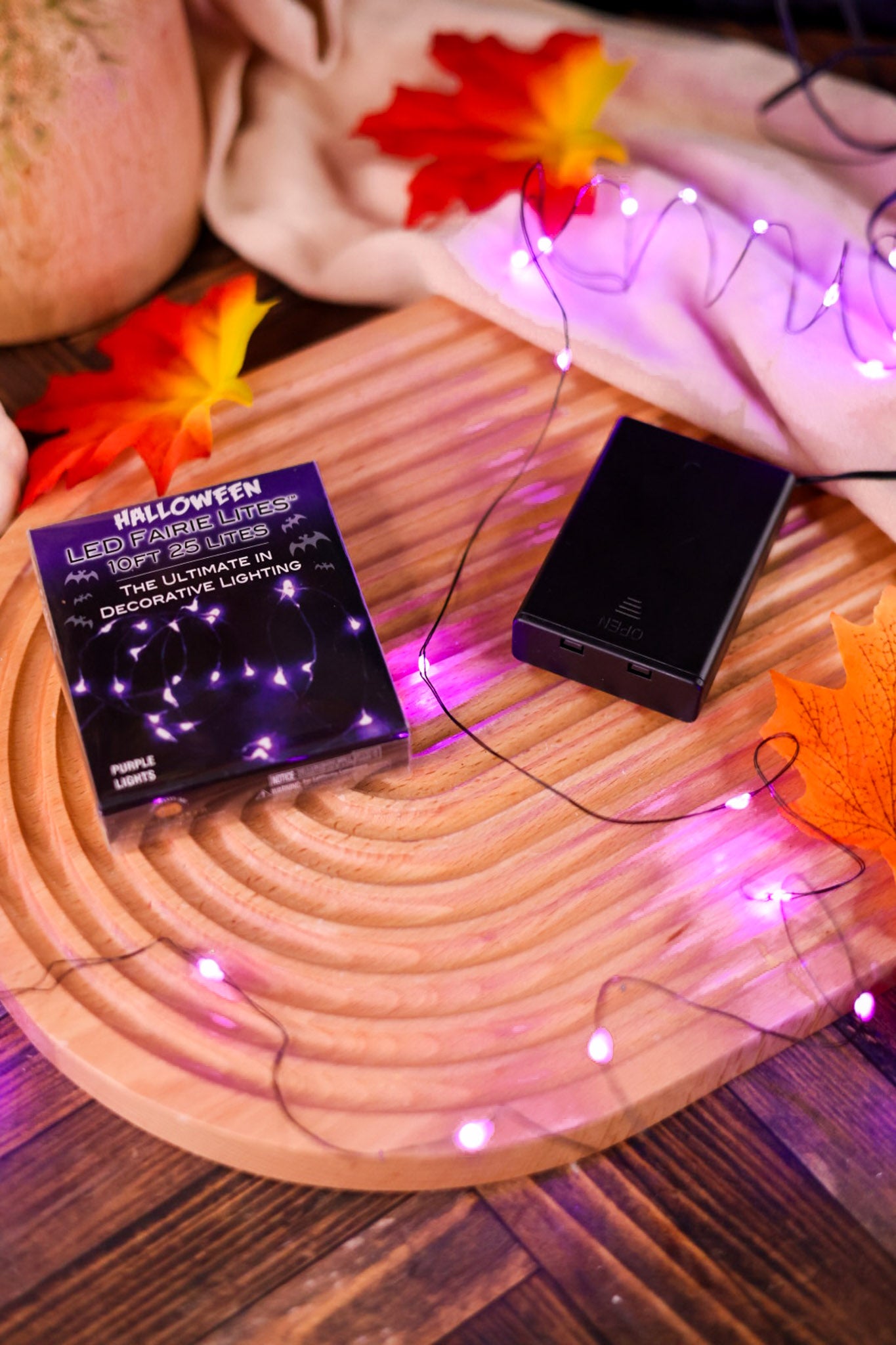 Battery Operated 25L Purple Fairy LED Black Wire Light Set