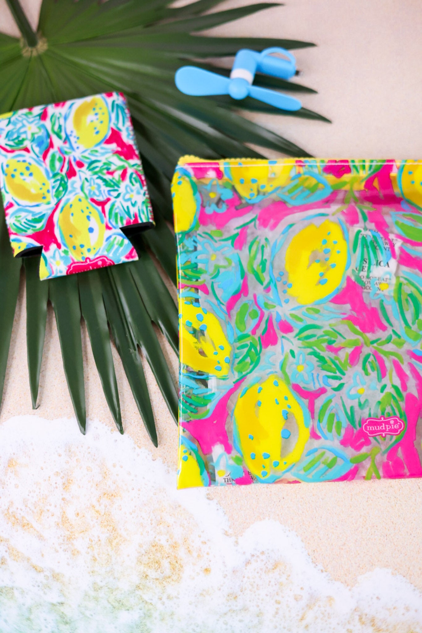 Lemon Print Beach Pouch Set
