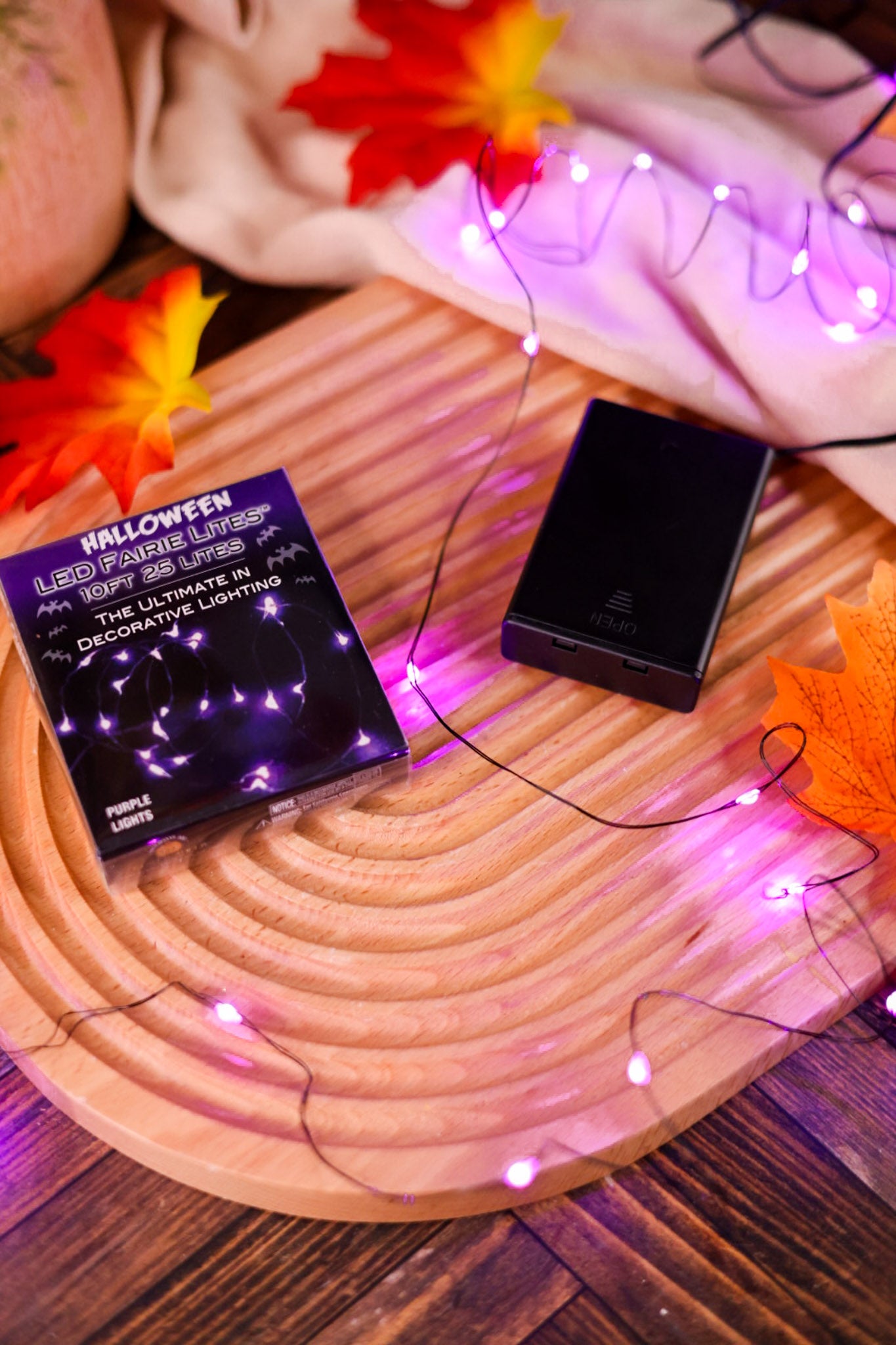 Battery Operated 25L Purple Fairy LED Black Wire Light Set