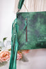 Emerald Green Crossbody Bag with Metal and Stone Accents